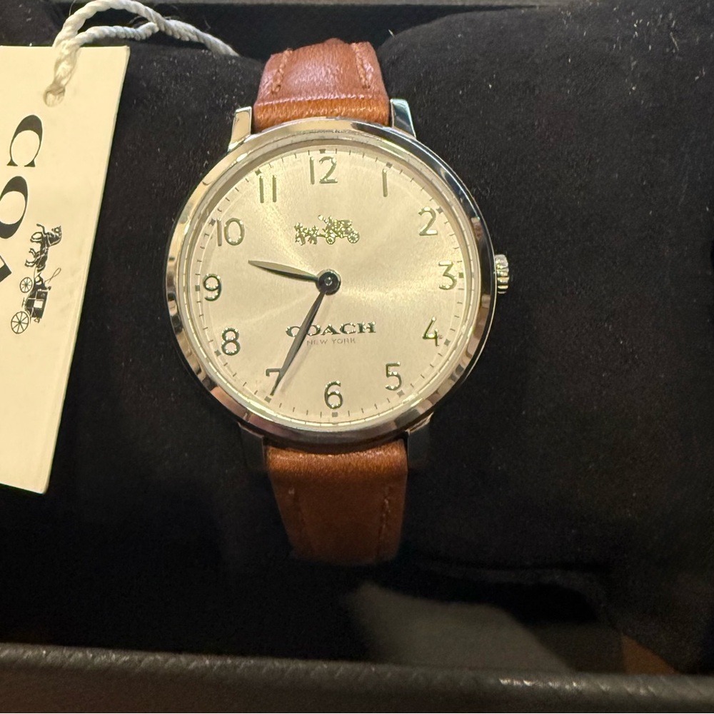 Coach Silver 28mm‎ Watch with Tan Leather Strap